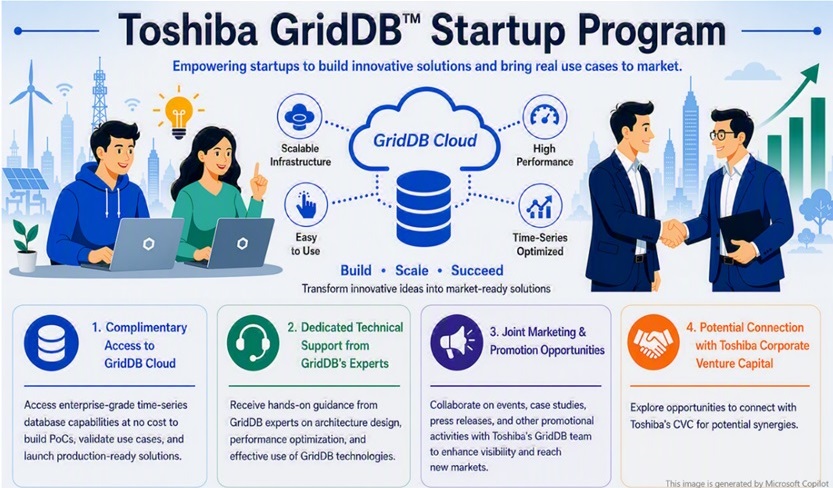 Toshiba Launches GridDBTM Startup Program to Collaborate with Innovators and Co-Create Future Technologies